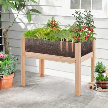 Raised Garden Bed with Legs, 24” Elevated Planter Box with 2 Acrylic Panel Sides, Drain Holes, Movable Beds, Plant Terrarium w/Stand