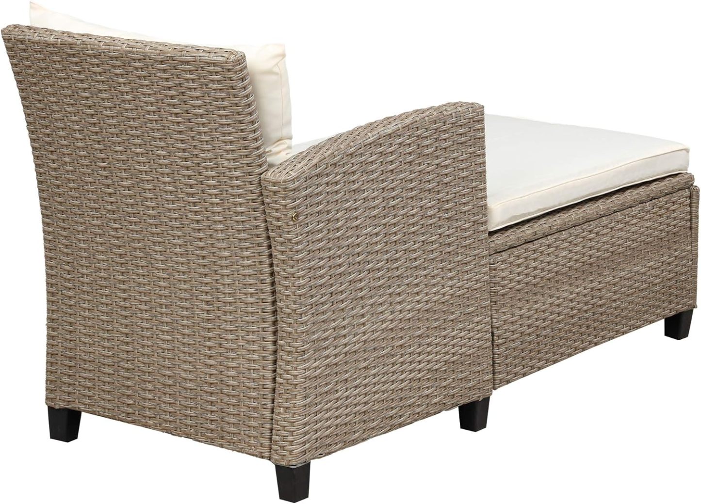 4-Piece Conversation Set Wicker Ratten Sectional Sofa Outdoor Couch with Coffee Table and Cushions Lounge Sofa for Yard, Garden (Beige)