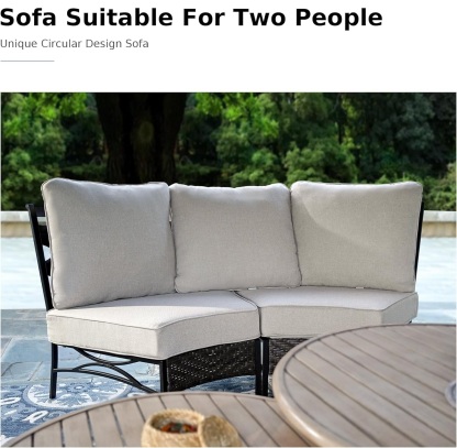 6 Seats Half-Moon Curved Outdoor Sectional Sofa Conversation Set