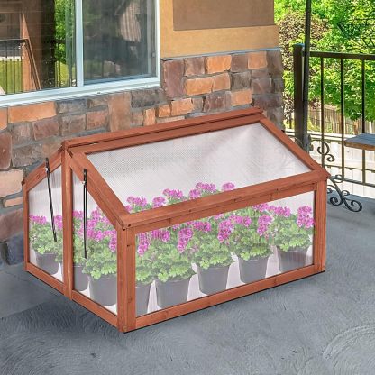 Cold Frame Greenhouse, Small Greenhouse with Foldable Transparent Top, Adjustable Stays & Easy Installation, Portable Mini Greenhouse for Indoor Outdoor Garden