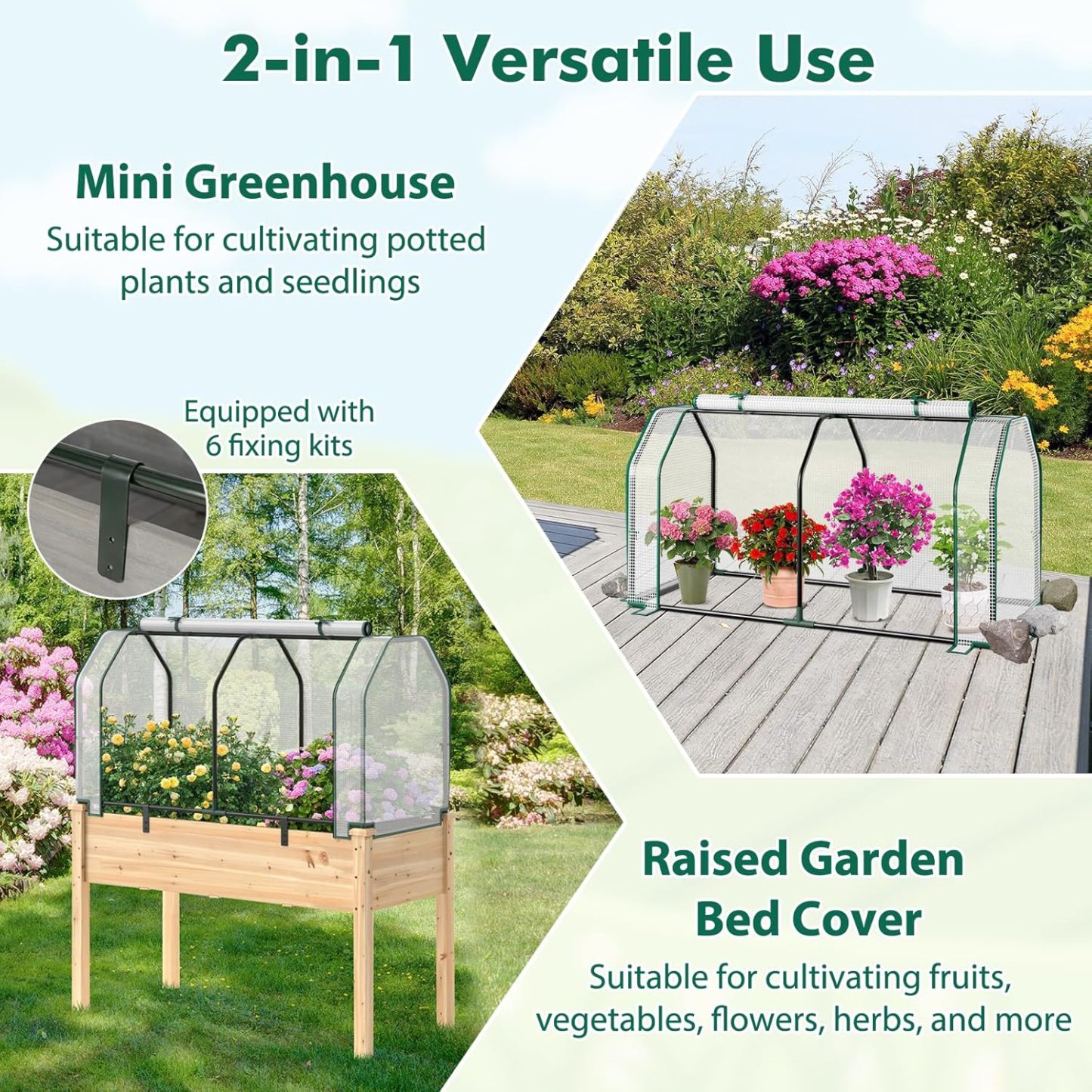 Portable Mini Greenhouse, Small Greenhouse w/Roll-up Zipper Door & All-Weather PE Cover, Outdoor & Indoor Greenhouse for Raised Garden Bed, Vegetables, Flowers, Patio, Lawn, Yard, Balcony