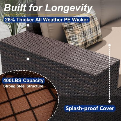 6 Pieces Outdoor Sectional Furniture High Backrest Patio Sofa, All-Weather PE Rattan Patio Conversation Set