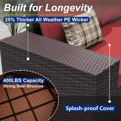 12 Pieces Outdoor Sectional Furniture High Backrest Patio Sofa, All-Weather PE Rattan Patio Conversation Set