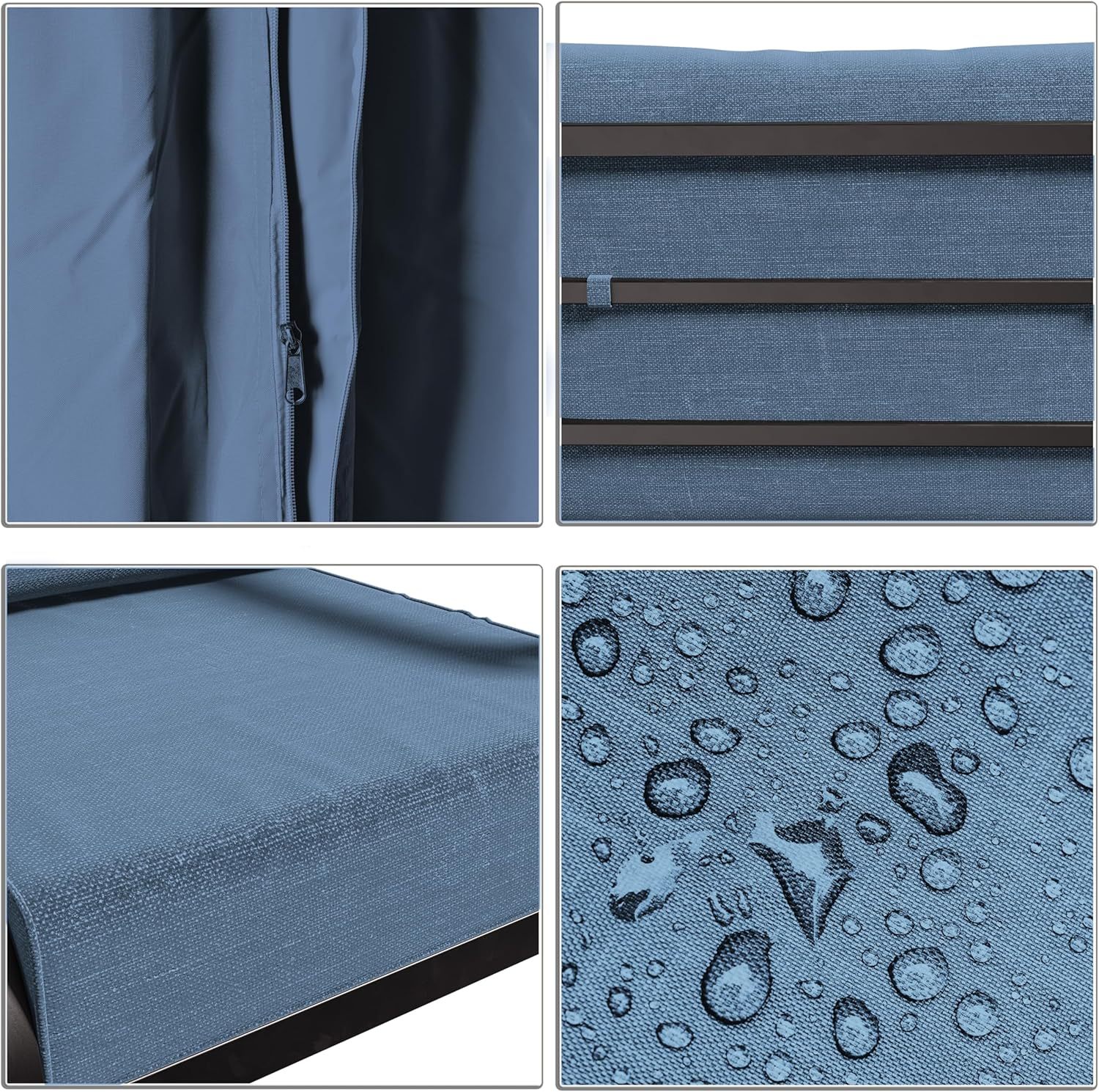 5-Piece Aluminum Armrest Sofa, Modern Outdoor Living Room Set with 55000 BTU Propane Aluminum Fireplace