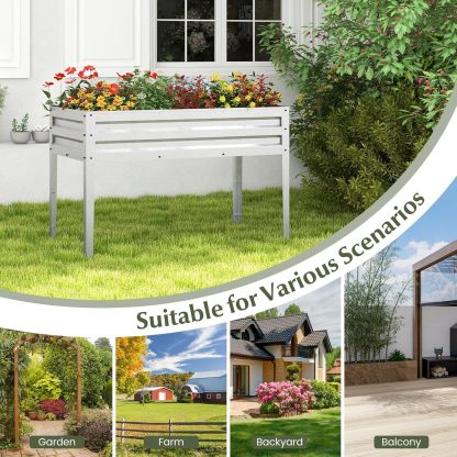 Raised Garden Bed, Freestanding Planter Box w/Drainage Holes, 4 Supporting Legs, 2 Gloves, Galvanized Planting Bed for Garden, Backyard & Patio