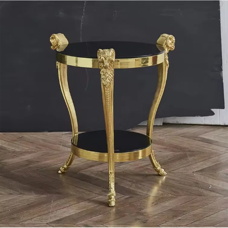 Glass 3 Legs End Table with Storage