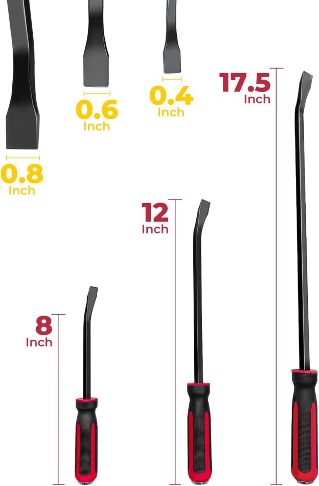 Strike Cap Handle, Angled Tip, Rust proof finish, Machanic Tools for prying, scraping, lifting, pulling | 3pcs Hand Tools Set