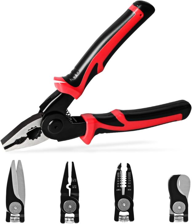 5 IN 1 Multifunctional Plier Tool Set - Wire Stripper, Crimping Plier, Cable Cutter, Electrician Scissors - 8 Inch Kit with Storage Case