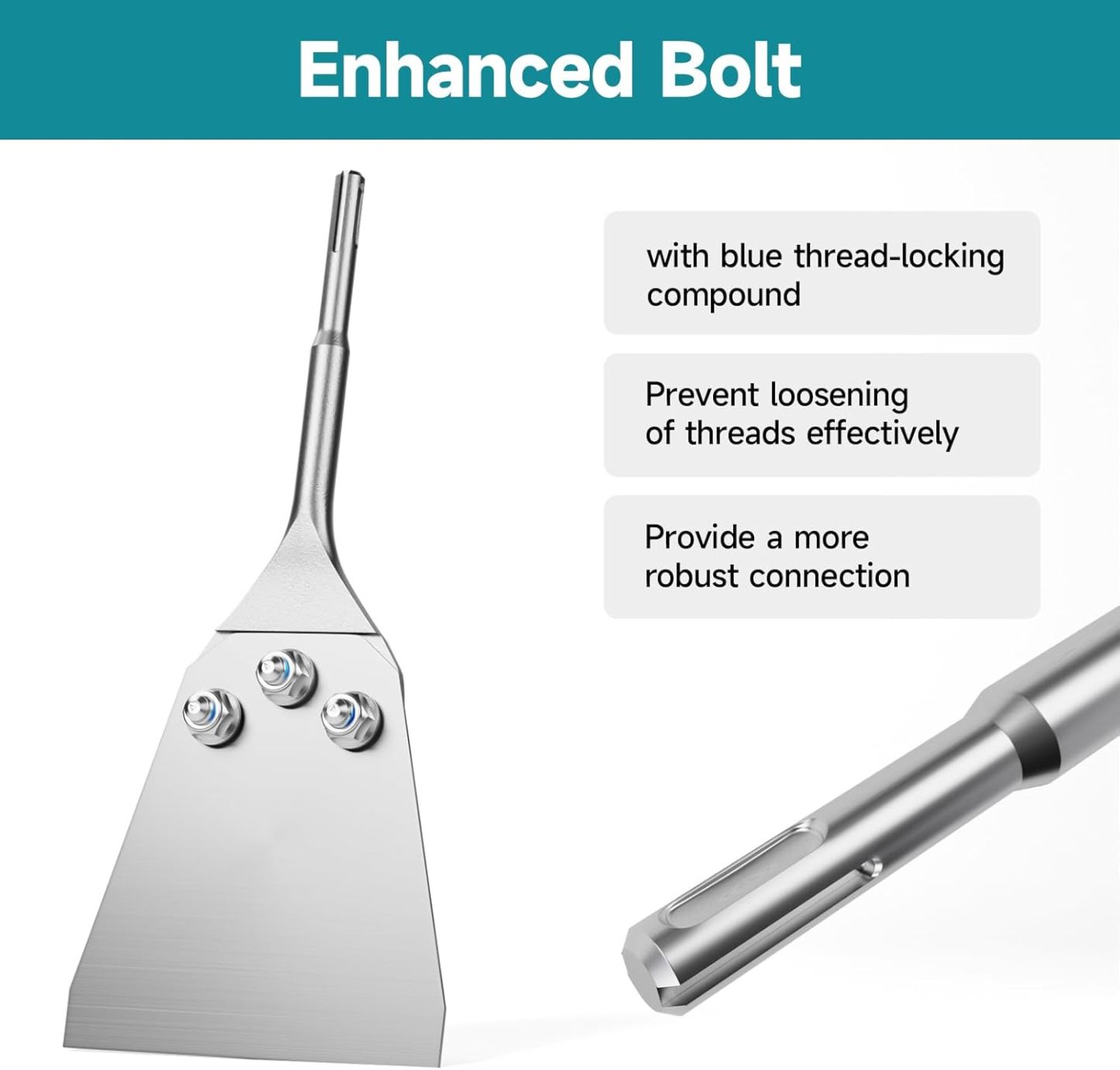 11 Inch Long SDS Plus Shank Floor Scraper, 5 Inch Wide 40 Cr Thin-Set Scaling Chisel, Removal Tools for Thin-Set Mortar Tile Adhesive