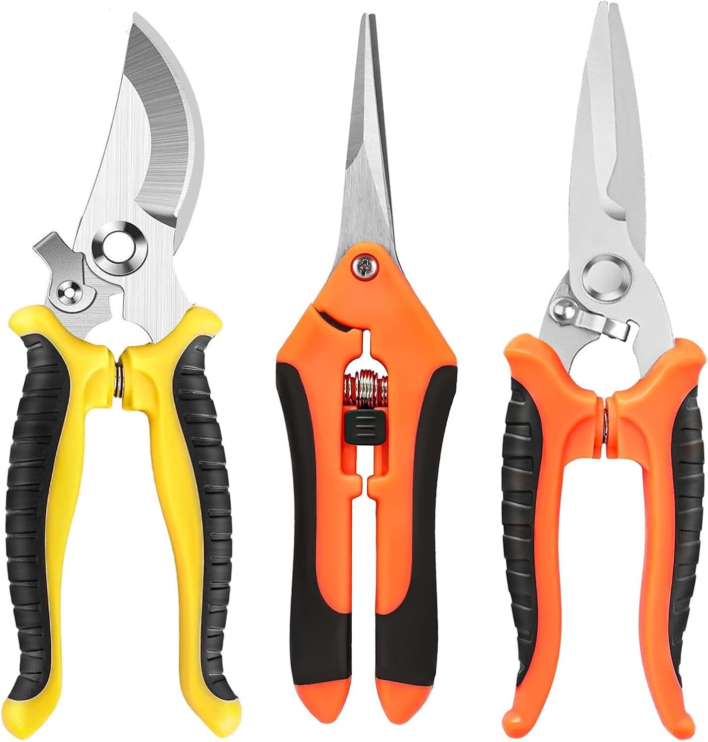 Garden Pruning Shears 3-Pack Stainless Steel Gardening Shears Garden Scissors Stainless Steel Plant Flower Scissors Pruning Snips and Clippers