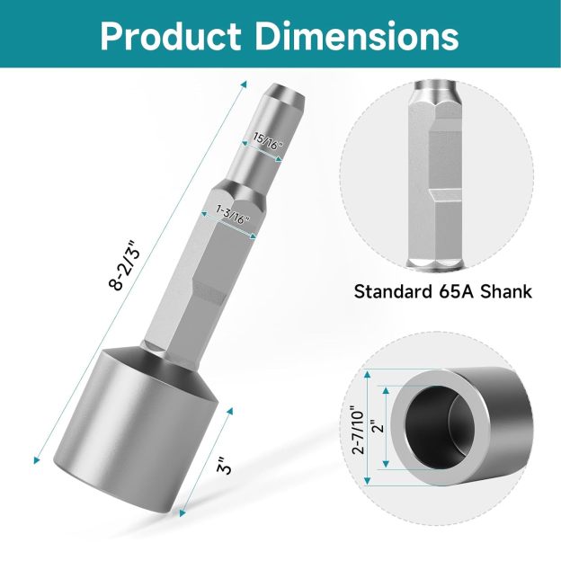65A Shank T-Post Driver, 2 Inch Diameter Head, 8-2/3 Inches Long Ground Rod Driver, 40Cr Post Adapter, Ideal for Driving T Posts, Fence Posts and Ground Rods