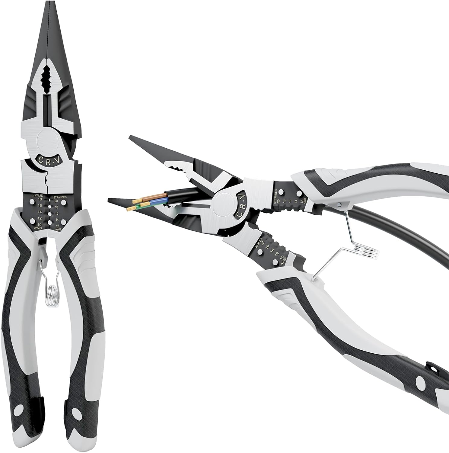 Needle Nose Pliers Heavy Duty, 9 Inch Long Multifunctional Long Nose Pliers, Wire Stripper/Crimper/Cutter in 1, Ideal Professional Universal Pliers Tool for Bending & Manipulating Small Parts