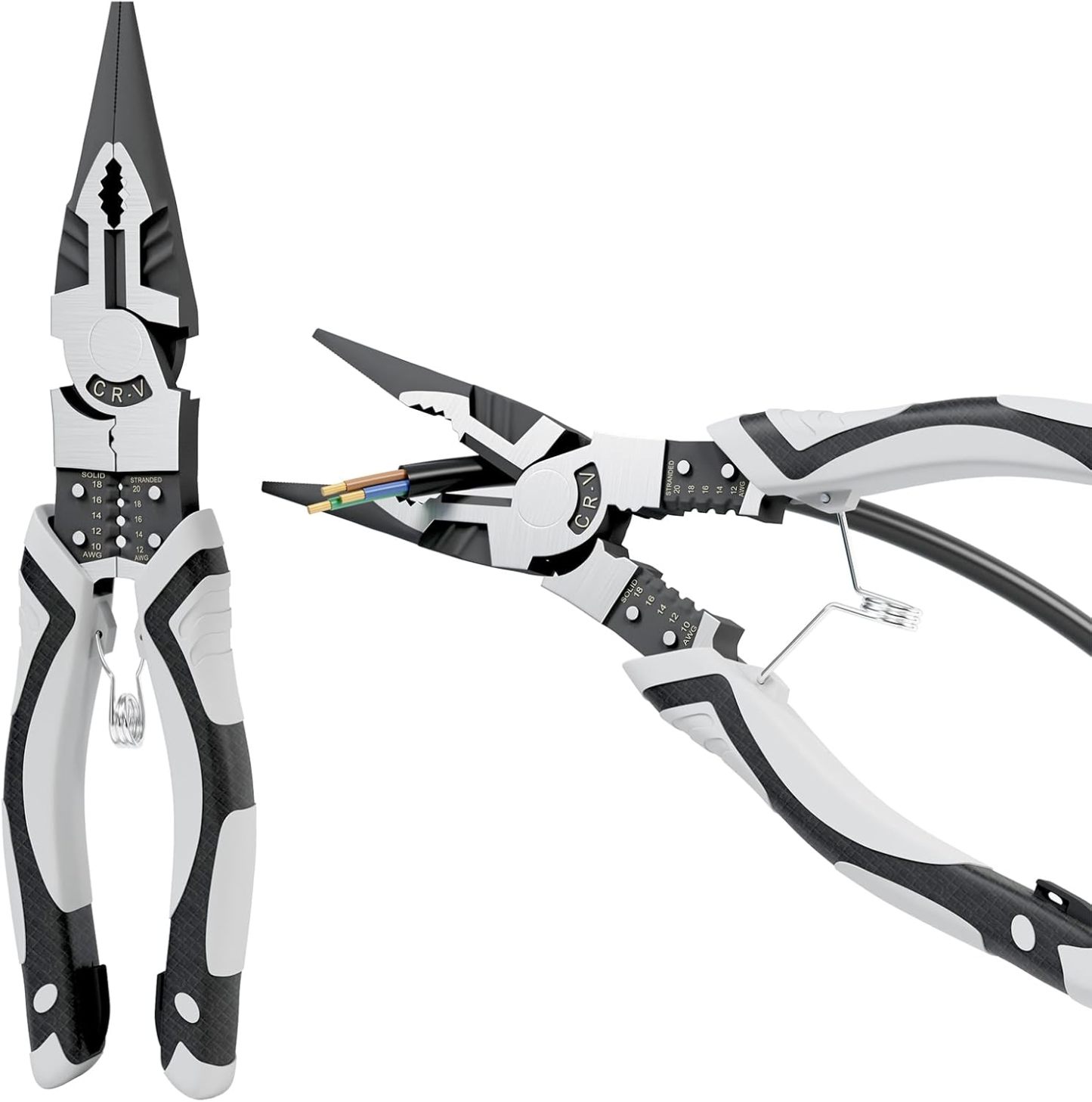 Needle Nose Pliers Heavy Duty, 9 Inch Long Multifunctional Long Nose Pliers, Wire Stripper/Crimper/Cutter in 1, Ideal Professional Universal Pliers Tool for Bending & Manipulating Small Parts