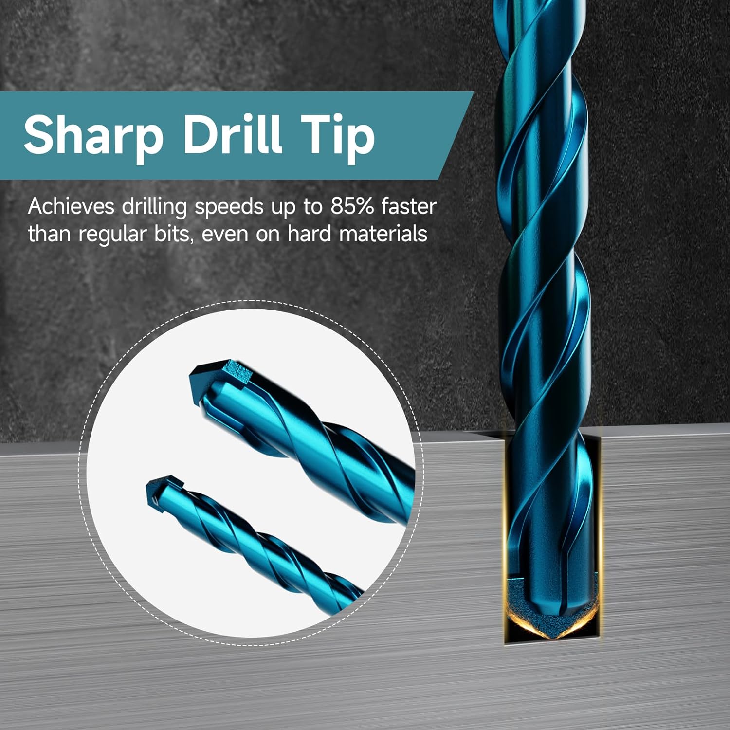 5Pcs Masonry Drill Bit Set, Hex Shank Carbide Tipped Concrete Drill Bit Set, Suitable for Concrete, Brick, Metal, Wood, Plastic Materials(5/32" 3/16" 1/4" 5/16" and 3/8")
