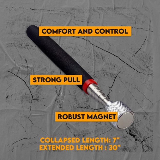 30-inch Telescoping Magnetic Pick-Up Tool, Extendable Magnetic Wand Pickup Tool for Mechanics, Household, Office & Industry