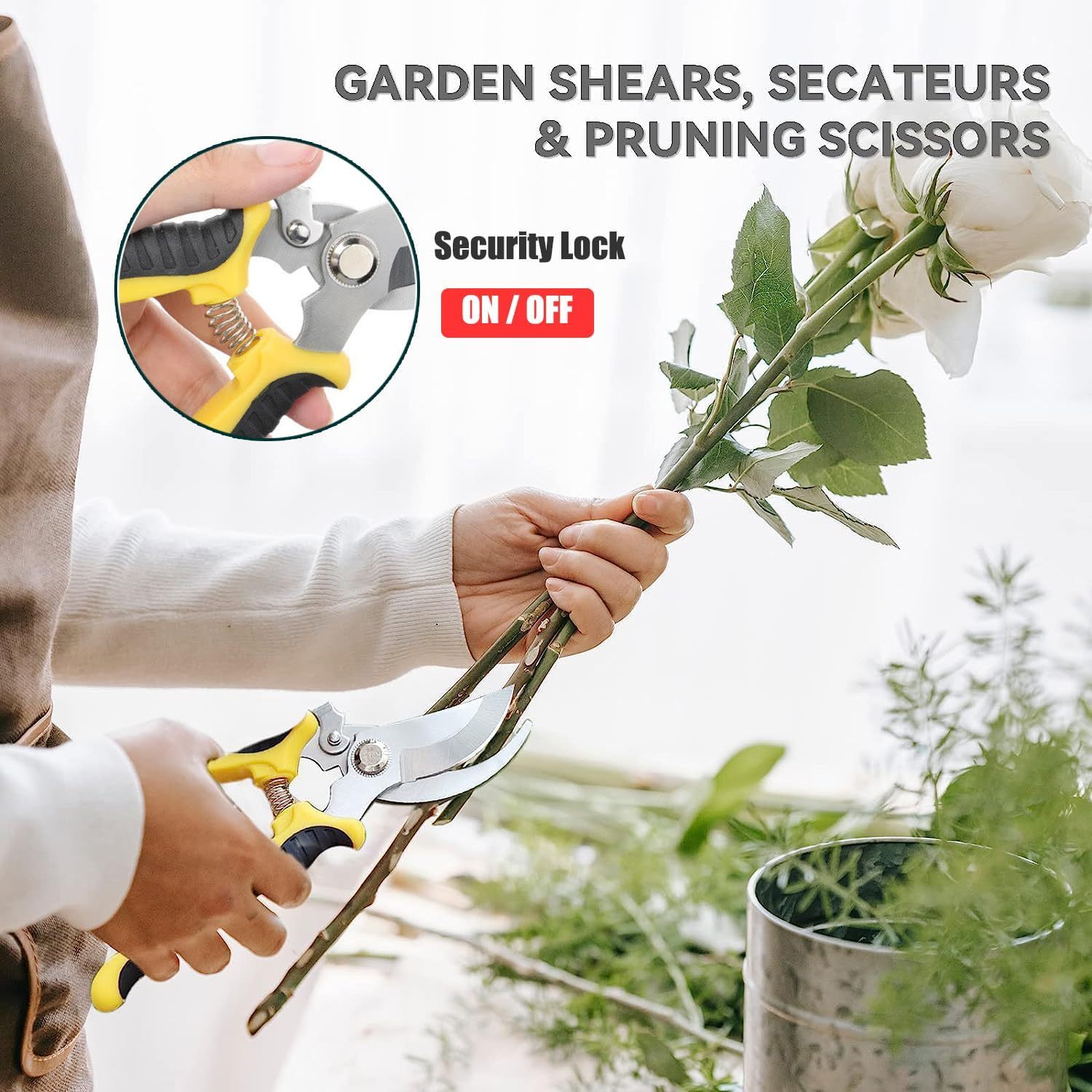 Garden Pruning Shears 3-Pack Stainless Steel Gardening Shears Garden Scissors Stainless Steel Plant Flower Scissors Pruning Snips and Clippers