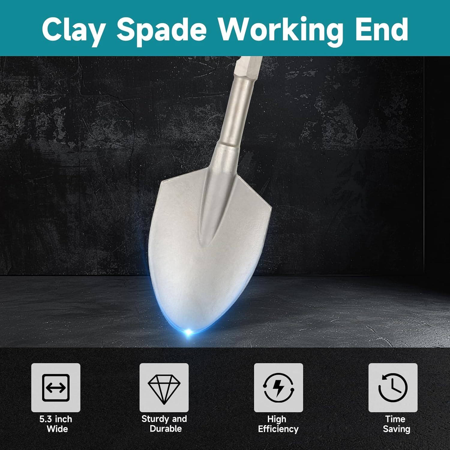 65A Shank Chisel Bit 17.3" x 5.3", Hex Clay Spade Shovel Bit for Makita Jack Hammer, Cordless Jack Hammers, 1-1/8 Jack Hammer Bits, Demolition, Gardening, Landscaping, Concrete, Sand, Stone