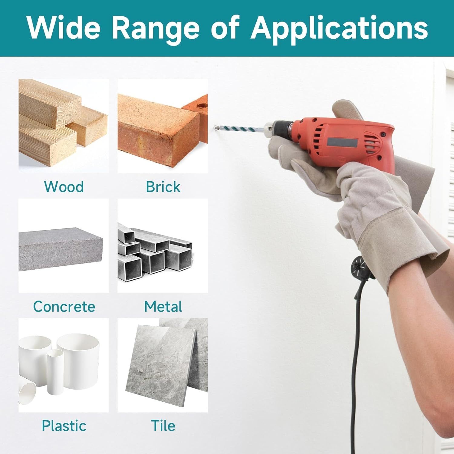 Concrete Drill Bit Set, Carbide Brick Drill Bit, Cement Drill Bit Set for Impact Driver, Tools for Brick Concrete Stone Metal Wood Plastic