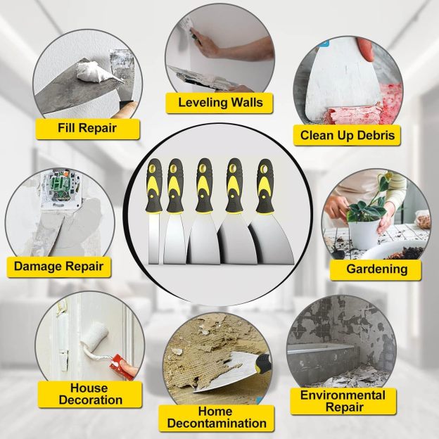 5Pcs Putty Knife, Set, 1" 2" 3" 4" 5" Scraper, Spackle Knife, Paint Scraper, Scraper Tool, No Rusting