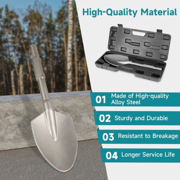 65A Shank Chisel Bit 17.3" x 5.3", Hex Clay Spade Shovel Bit for Makita Jack Hammer, Cordless Jack Hammers, 1-1/8 Jack Hammer Bits, Demolition, Gardening, Landscaping, Concrete, Sand, Stone