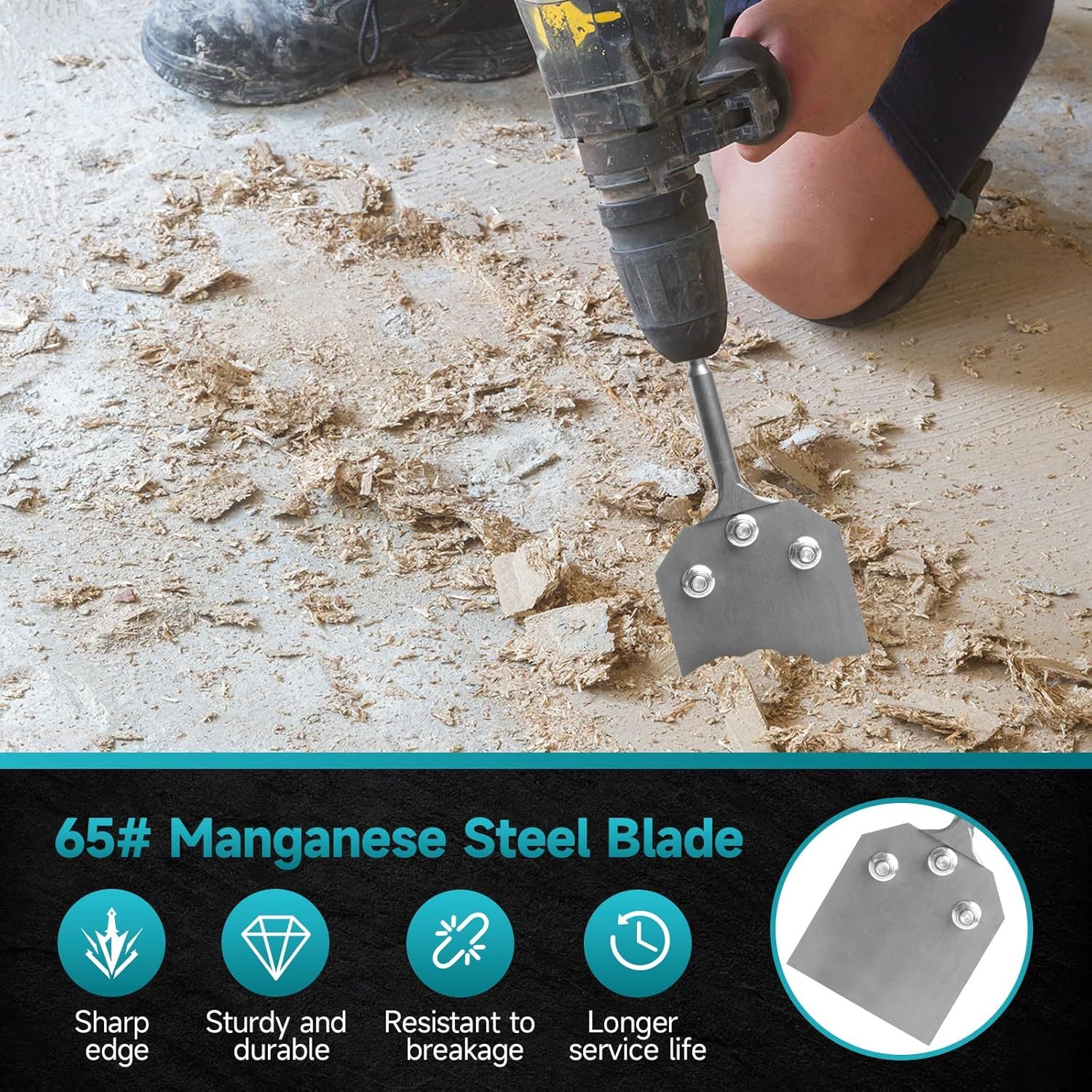 4 Inch Wide SDS-Plus Shank Floor Scraper Chisel, Tile & Thin-set Scaling - 4 In. x 10 In. Alloy Steel Bit Chisel for Cleaning Thin-set Mortar Tile Adhesive