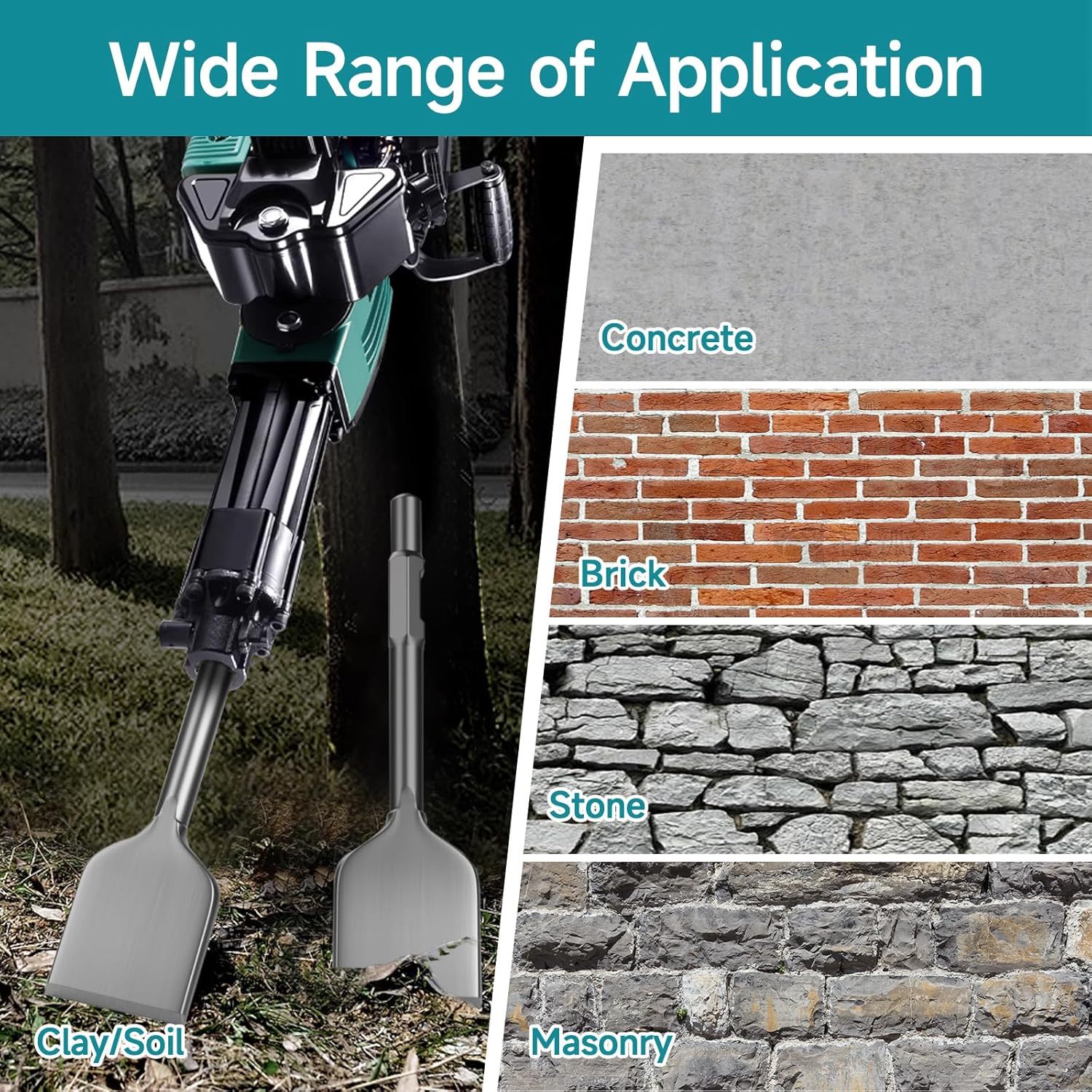 17.3 x 4.9 Inch Square Shovel Chisel - 65A Shank Steel Digging Shovel Chisel, Round Shank Spade Chisel, Ideal for Gardening, Landscaping, Concrete, Bricks