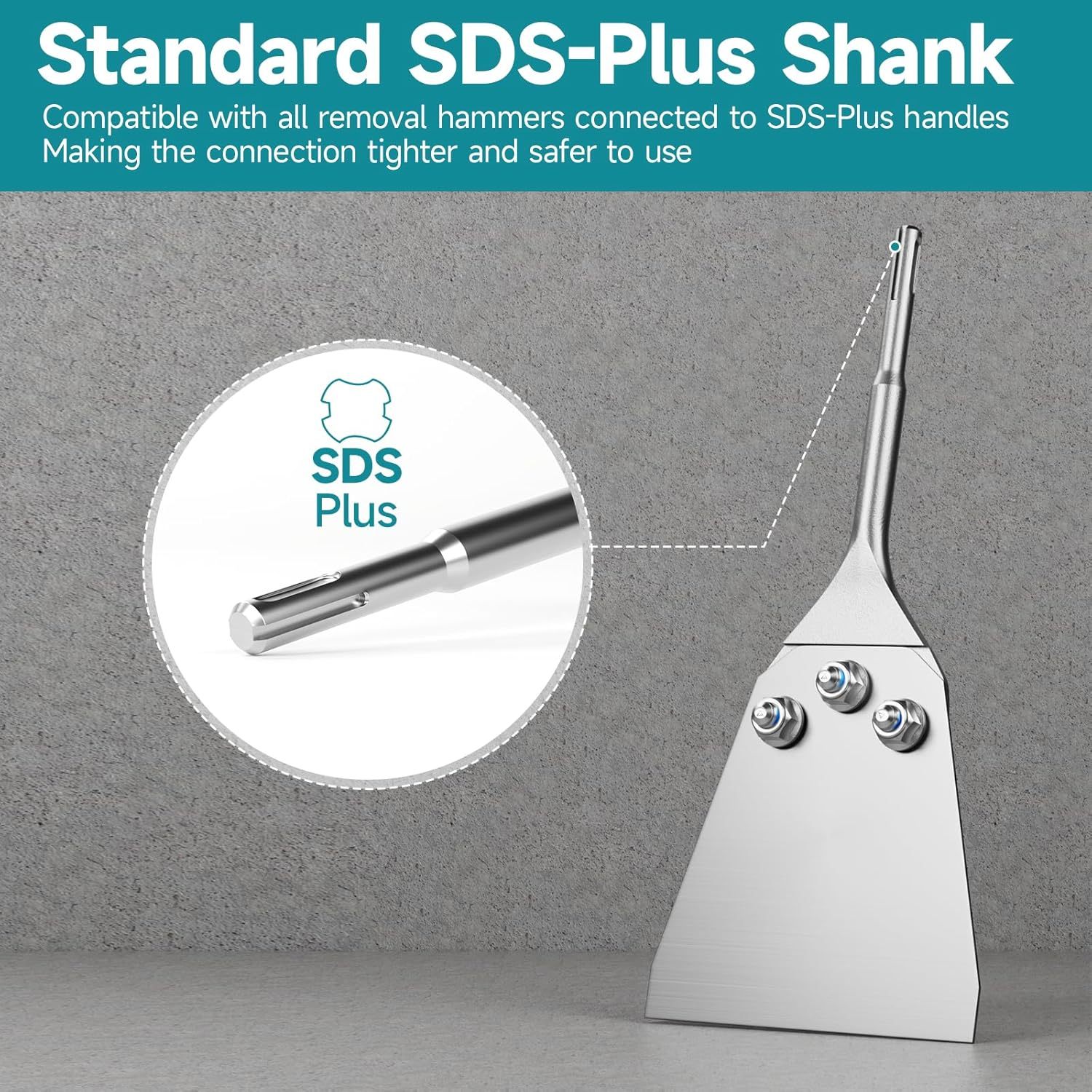 11 Inch Long SDS Plus Shank Floor Scraper, 5 Inch Wide 40 Cr Thin-Set Scaling Chisel, Removal Tools for Thin-Set Mortar Tile Adhesive