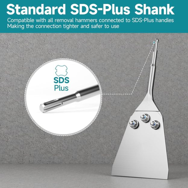 11 Inch Long SDS Plus Shank Floor Scraper, 5 Inch Wide 40 Cr Thin-Set Scaling Chisel, Removal Tools for Thin-Set Mortar Tile Adhesive