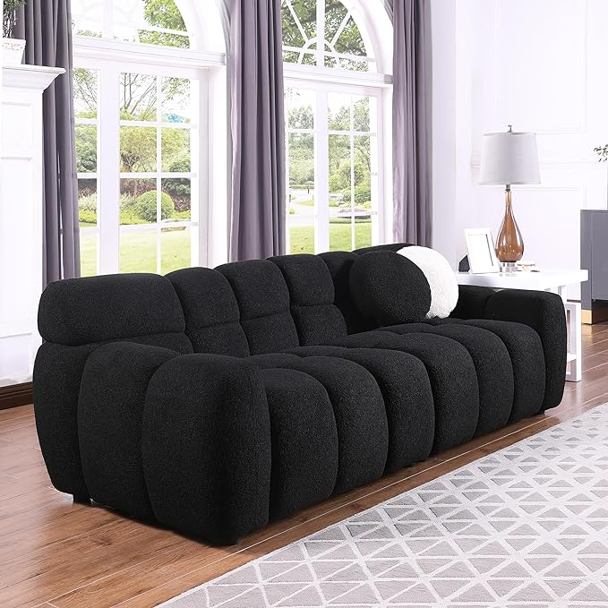 86.5'' Boucle Sectional Sofa Couch for Living Room, Modern Contemporary 3-Seat Upholstered Sofa Couch for Office