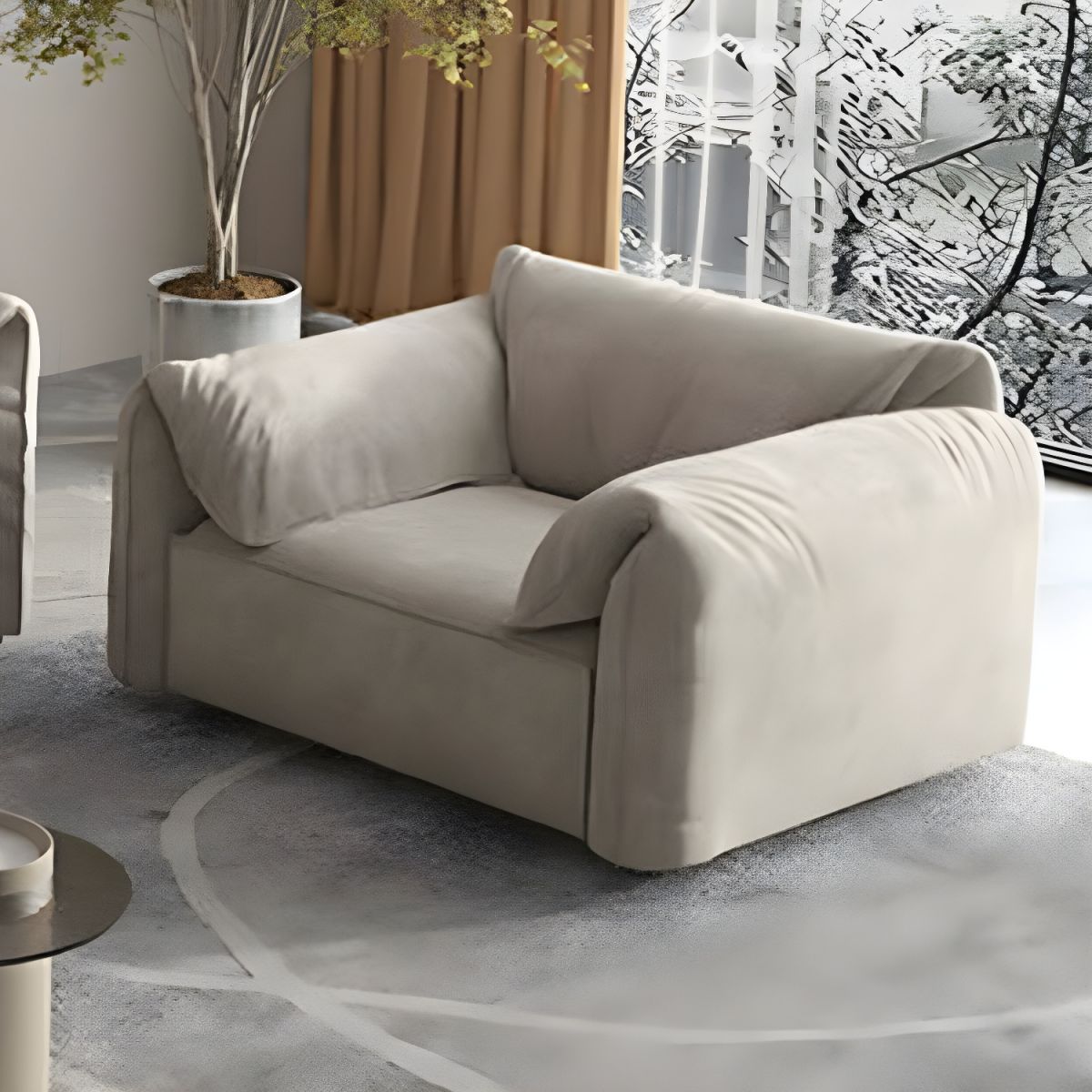 33.46" High Pillow Top Arm Sofa with Tight Back Microfiber for Living Room