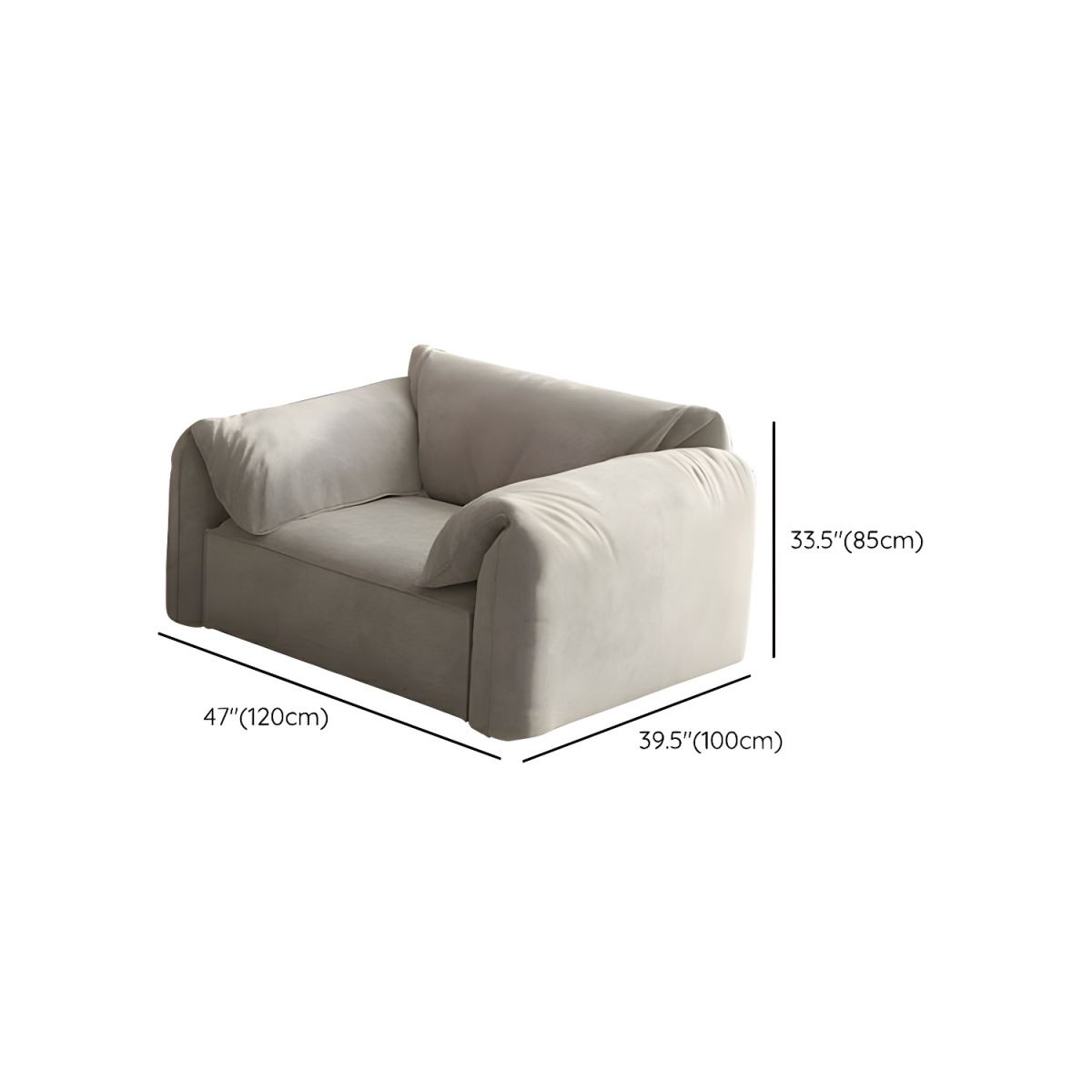33.46" High Pillow Top Arm Sofa with Tight Back Microfiber for Living Room