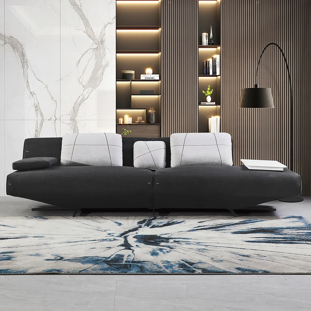 102" Deep Gray Modular Armless 4 Seaters Sofa Linen Upholstery for Living Room