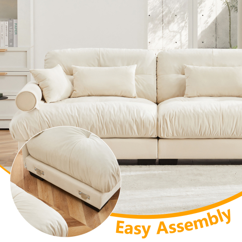 JPJPUU U Shape Modular Sectional Sofa Couch with Two Movable Ottomans, Modern 3 Seat Corner Sofa With Waist Pillows