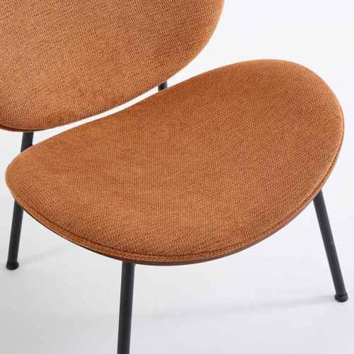 JPJPUU Mid-Century Modern Shell Chair Single Side Chair Tripod, Orange fabric Lounge Chair in Walnut Finish Comfortable Backrest