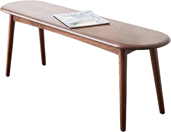 100% Solid Wood Dining Bench - Oak Bench for Entryway, Bedroom, Living Room, Kitchen Room - (Walnut Color, 47.24")