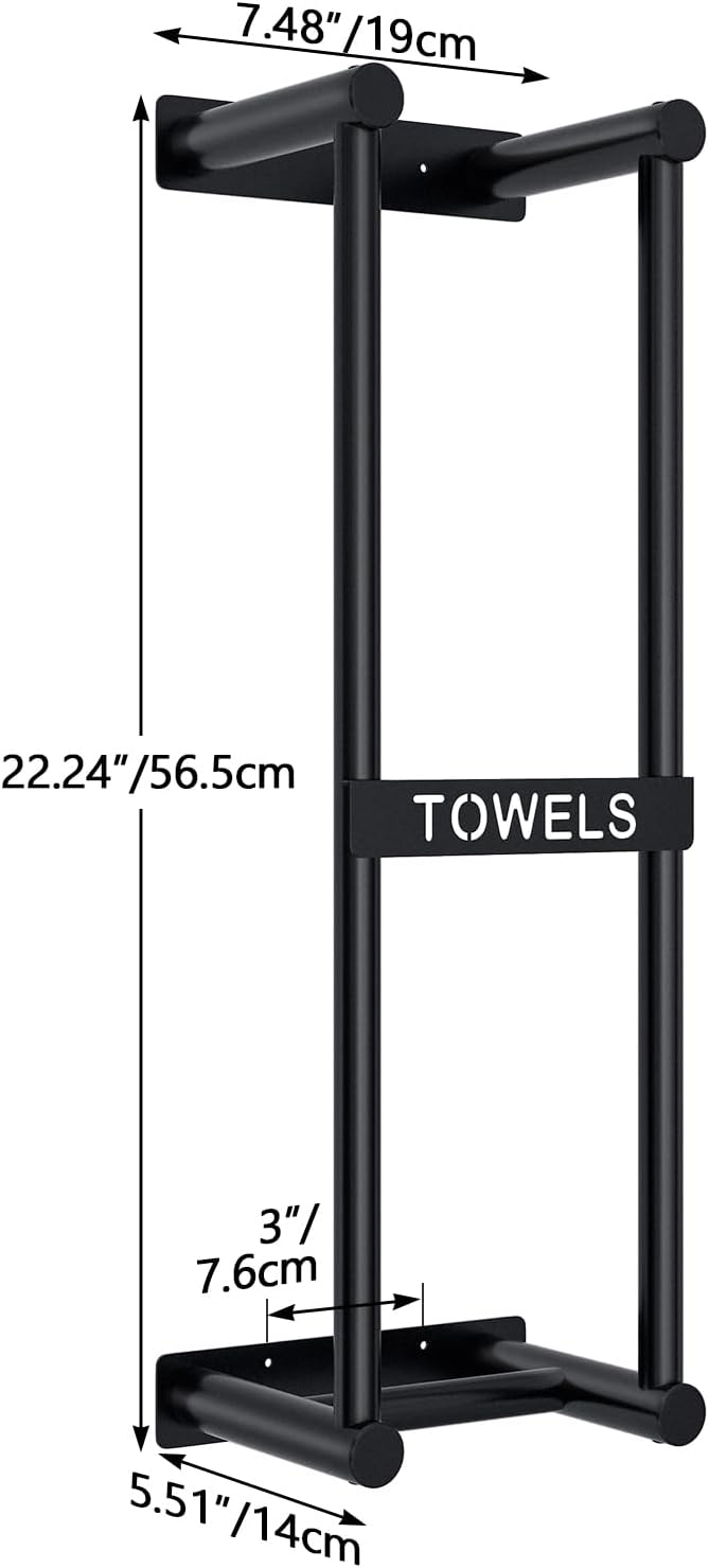 Towel Racks for Bathroom Can Holds 4 Large Towels, 22inch Wall Towel Rack for Rolled Towels