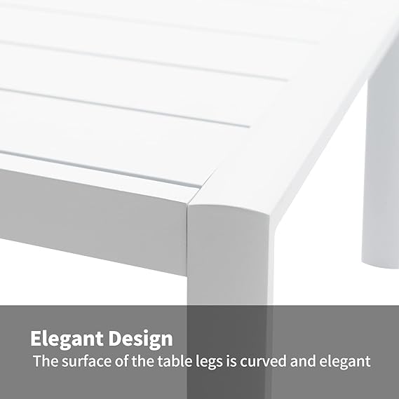 Outdoor Patio Coffee Table All-Weather Aluminum Rectangle Coffee Tables for Garden Backyard Contemporary End Tables