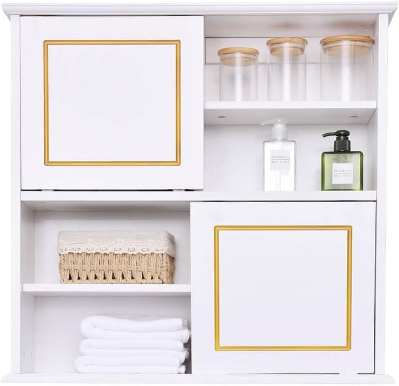 Wall Storage Cabinet, Bathroom Medicine Cabinets with Sliding Door and Adjustable Shelves