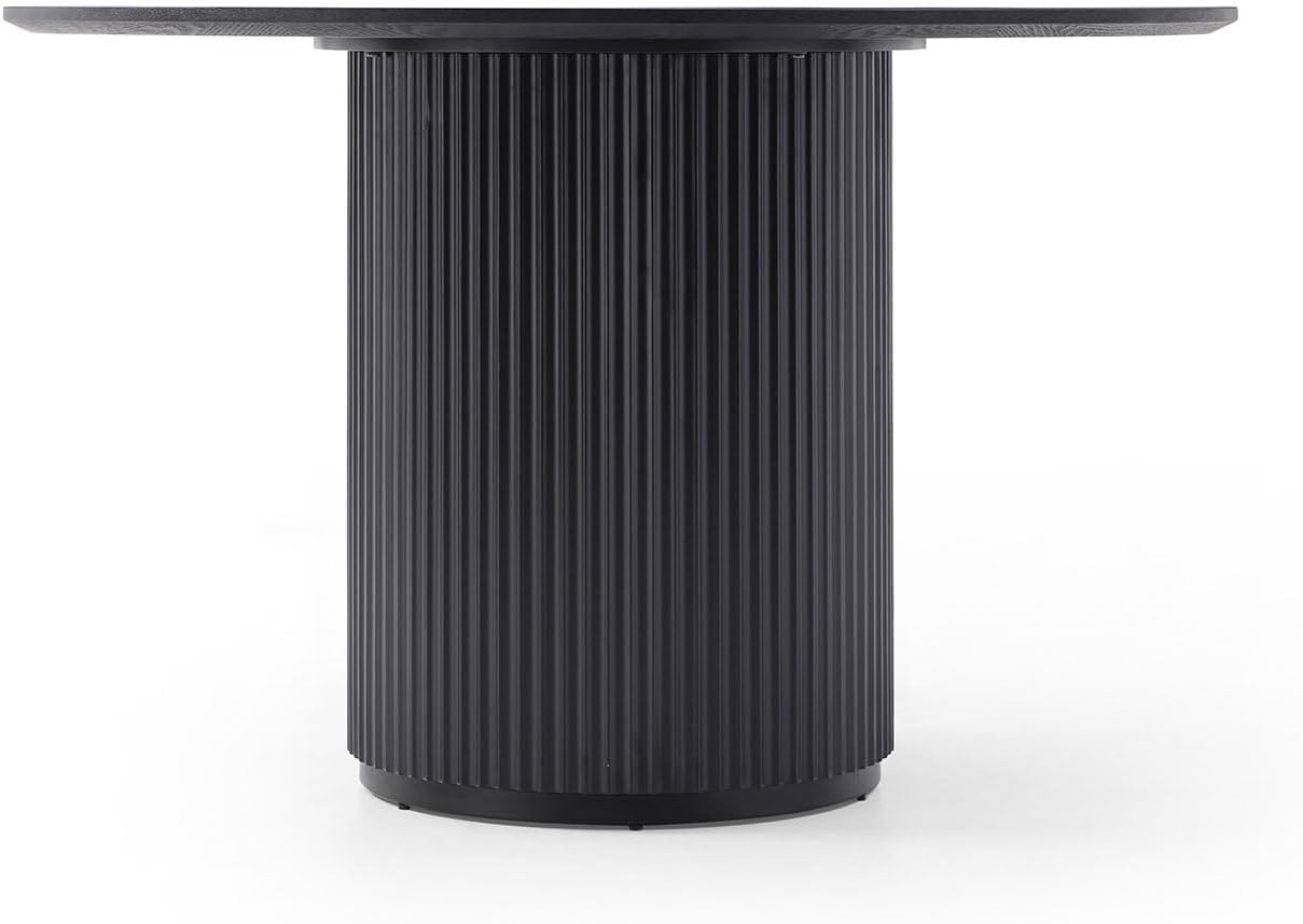 47.24" Round Wood Dining Table, Modern Kitchen Table with Wooden Pedestal Base