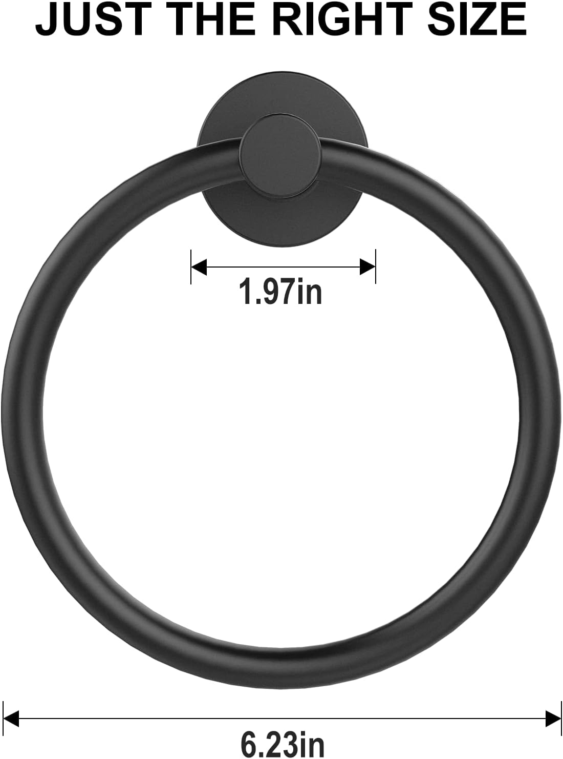 Towel Holder for Bathroom Wall Matte Black Towel Ring 304 Stainless Steel