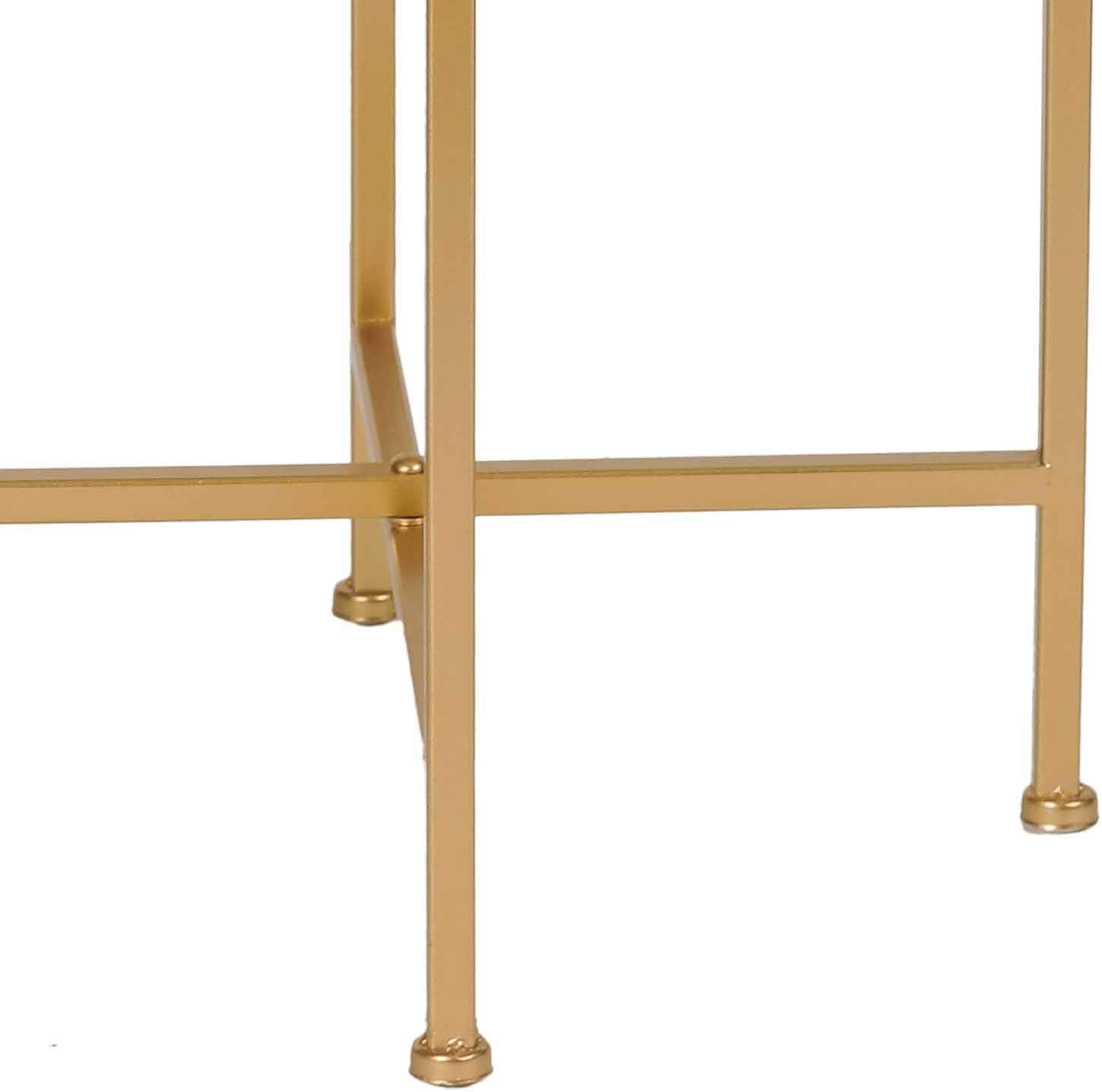 Modern Round Side End Accent Table 25.7 inch Tall for Living Room (Gold, White Tray)