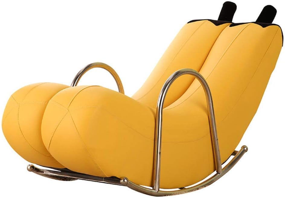 Rocking Chair, Comfortable Relax Nordic Balcony Creative Single Couch Personality Cute Banana Recliner Rocking Chair Orange