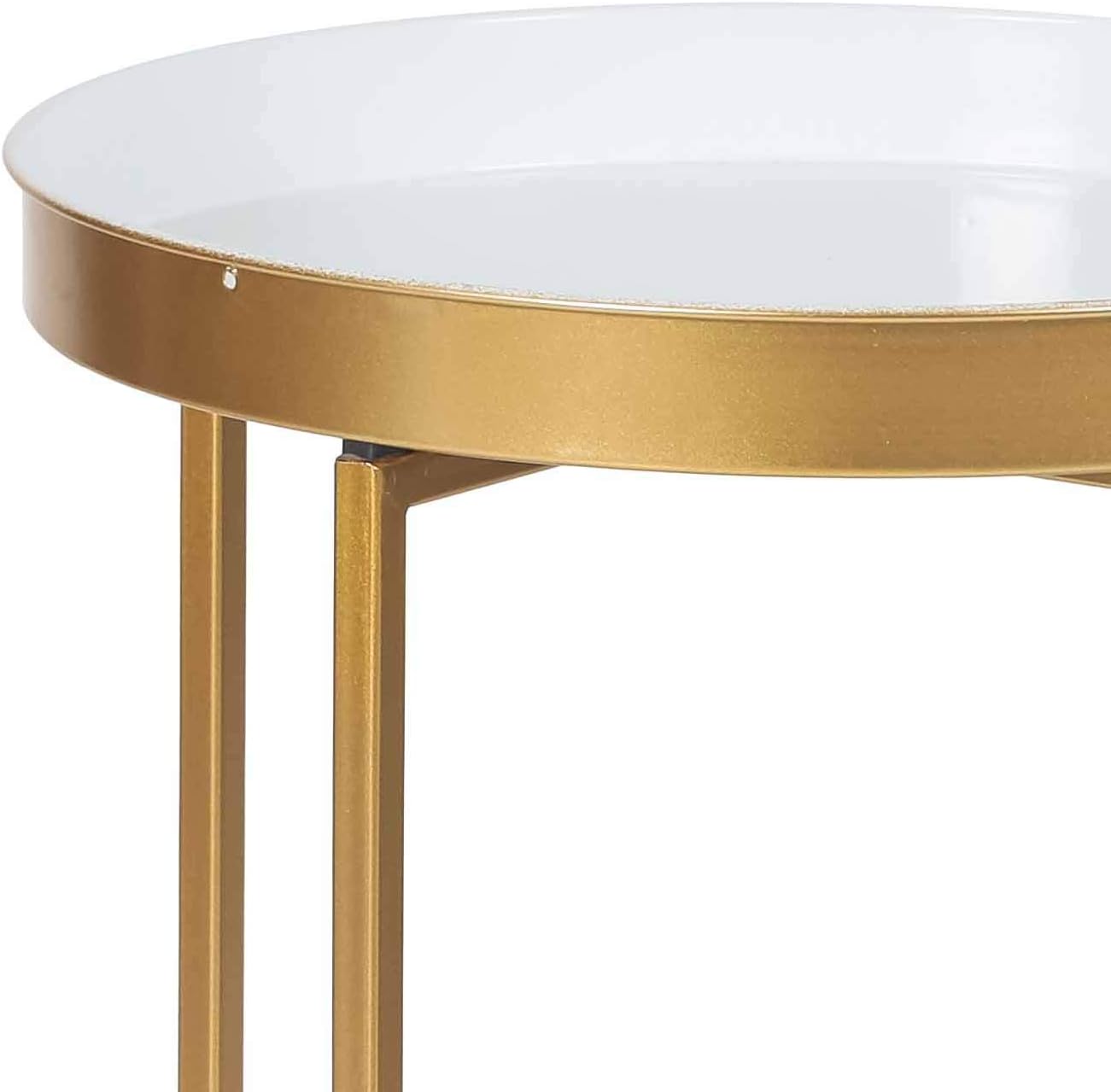Modern Round Side End Accent Table 25.7 inch Tall for Living Room (Gold, White Tray)