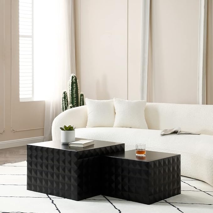 Modern Nesting Coffee Table, Square Coffee Table Set of 2