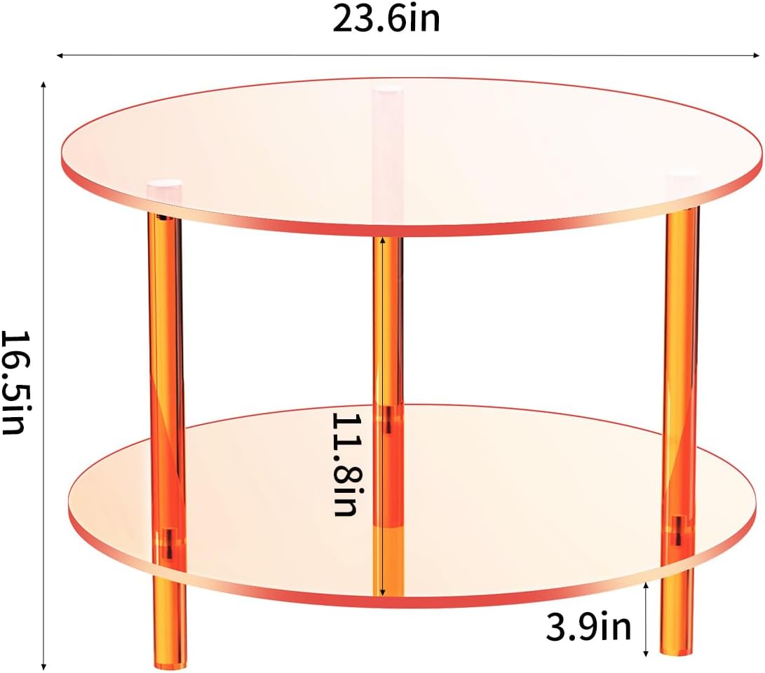 Acrylic Coffee Table, Small Round Modern Coffee Table