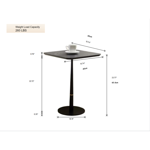 JPJPUU MDF with metal feet, square, located in living space and lounge area, coffee table, computer desk, black, 15.74"D x23.77"H