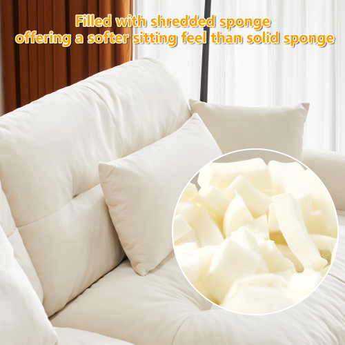 JPJPUU U Shape Modular Sectional Sofa Couch with Two Movable Ottomans, Modern 3 Seat Corner Sofa With Waist Pillows