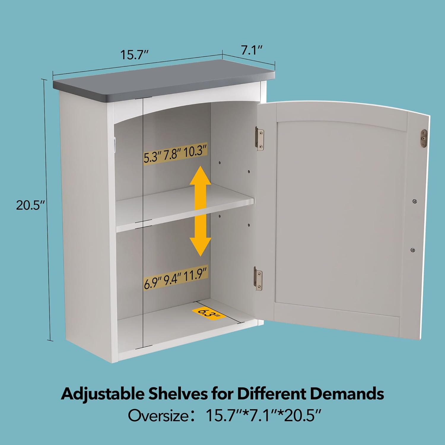 Bathroom Wall Cabinet 15 x 20 Inch Small Wall Cabinets Single Door Over Toilet Medicine Cabinet for Small Bathrooms