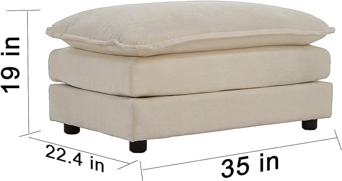 2 Seater Sofa, 76.7" W Chenille Modern 2 Seater L-Shaped Sectional Sofa Couch with Moveable Ottoman