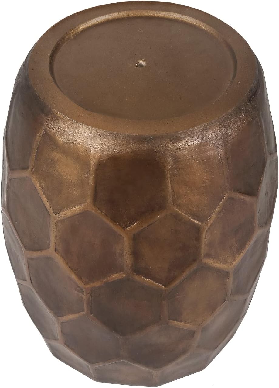 Modern 18" H Round Side Table, Indoor Outdoor Geometric Honeycomb Concrete End Table